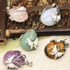 Vintage Wire Wrap Butterfly Gemstone Rose Quartz Amethyst Opalite Crystal Pendant Necklace - Image 2