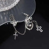 Punk Gothic Black Crystal Heart Cross Chain Ear Cuff for Men Women Hip Hop Metal Cross Ear Clip On Earrings Egirl Jewelry Gift - Image 4