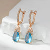 Blue Stone Long Dangle Earrings For Women Rose Gold Color Unique Zircon JEwelry Accessories - Image 3
