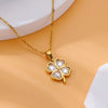 Four Leaf Clover Stainless Steel Necklaces For Women Green Zircon Gold Color Quality Jewelry Pendant Necklace Gift - Image 5