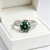 Silver Multicolor Green Ring Adjustable Open Band Women's Engagement Wedding Jewelry Gift - Image 1