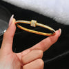 Europe And The United States Stainless Steel Four-leaf Clover Lucky Bracelet Women's Nail Bracelet Gold Bangles - Image 6