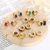Round Crystal Glass Hoop Earrings for Women Men Gold Silver Black Color Semi-circle Stainless Steel Earring Women's Jewelry - Image 1