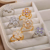 Spinner Zircon Heart Four Leaf Clover Rings For Women Stainless Steel Fidget Ring Jewelry Christmas Gift - Image 6