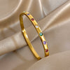 Gold Plated Stainless Steel Bracelet Inlaid Colorful Rhinestones Open Cuff Bangles Bracelets for Women Men Jewelry - Image 3