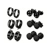 10pairs Earrings Black Stainless Steel Stud Earrings Set For Men Women, Piercing Jewelry Dangle Hoop Earrings Set - Image 10