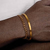 2pcs Stackable Bracelets for Men Teens, Open Cuff Bangle, Twisted Rope Figaro Chain Cuban Link Chain Bracelets Set - Image 5