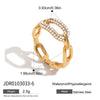 Stainless Steel Openwork Ring with Sculpted Folds in Gold-Tone - Image 7