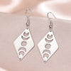 Crescent Goddess Black Birthstone Stainless Steel Earrings Triple Moon Wicca Pentagram Gothic Drop Earrings - Image 12