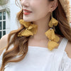 Large Yarn FLower Petal Earrings For Women Long Drop Jewelry Aesthetic Summer Accessories Party - Image 5