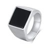 14mm Square Signet Ring for Men Boys, Black Stainless Steel with Enamel Stamp Finger Band, Punk Simple Male Ring - Image 8
