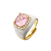 HECHENG,Multicolor Enamel Dripping Oil Zircon Open Ring For Women Adjustable Gold Plated Chunky Finger Rings Gift - Image 4