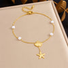316L Stainless Steel Golden Ocean Series Zircon Pearl Tassel Pendant Anklets Lady Foot Chain Jewelry Gift - Image 17