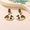 Vintage Enamel Fan Shape Drop Earrings for Women Retro Tiger Eye Stone Leaf Dangle Earring Palace Jewelry Gift Accessories - Image 6
