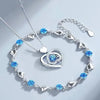 Silver Heart Shaped Necklace Bracelet Set for Women Vintage Korean Blue Crystal Bracelets Jewelry Set Party Jewelry - Image 1