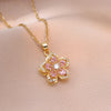 Light Shiny Zircon Rotatable Flower Pendant Necklace For Women Stainless Steel Romantic Spin Floral Plant Choker Jewelry - Image 1
