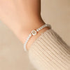 A-Z Initial Letter Bracelet for Women White Beads Round Pendant Elastic Bracelets Jewelry Mother of Pearl Charm - Image 2