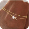 CZ Ankle Bracelets for Women Gold Plated CZ Initial Dainty Layered Heart Anklets Foot Chain Summer Beach Jewelry - Image 18