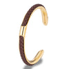 Classic Men Stainless Steel Woven Leather Cuff Bracelet Bangles Minimalist Jewelry Lovers' Gift - Image 21
