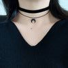 Sweet and cute black acrylic Moon Crescent pendant velvet strap double layer wear choker neck strap collar choker necklace women - Image 3