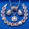 Square Cubic Zirconia Silver Wedding Jewelry Sets Earrings Necklace Bracelet Ring For Women Gift - Image 6