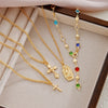 4Pcs/Set Cross Colorful Crystal Necklaces For Women Simple Gold Silver Color Y-Shaped Pendant Necklace Set Christian Jewelry - Image 10