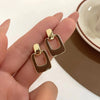 Ftcy Vintage Brown Hollow Square Drop Earrings for Women Wedding Party Geometry Metal Earrings Classic Women's Jewelry - Image 4
