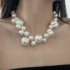 French Vintage Bohemian Big Beads Pearl Choker Necklace For Women Girls Bride Clavicle Chain Necklace Jewelry - Image 2