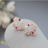 Y2k Pink Crystal Flower Pearl Butterfly Ear Studs Summer Korean Hoop Earrings For Women Jewelry Gift - Image 1