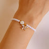 Dainty Imitation Pearls 26 Letters Initial Bracelet for Women Light Zircon Bow Pendant Bracelet Wrist Jewelry Gift - Image 6