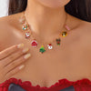 Year Christmas Tree Pendant Necklace For Women Rhinestone Snowflake Santa Claus Bell Clavicle Choker Party Jewelry Gifts - Image 1