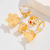 6pcs/Set Vintage Metal Flower Ring Set for Women Punk Elegant Baroque Faux Pearl Knuckle Rings Daily Wear Party Holiday Gifts - Image 4