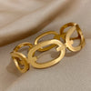 Circular Link Cuff Bracelet with Gold-Tone Finish - Image 2