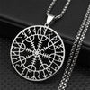 Viking Compass Helm Rune Amulet Necklace Silver Color Stainless Steel Symbol of Protection Necklace Pagan Jewelry N7024S01 - Image 3