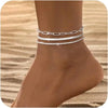 Silver Ankle Bracelets for Women Dainty Layered Ankle Chains Beaded Rope Link Beach Anklets Set - Image 8