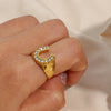 Stainless Steel Y2K Jewelry U Letter Crystal Paved Gold Colour Rings For Women Chunky Metal Hiphop Party Jewelry - Image 8
