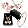 Interlocking Hoop Jewelry Kit Ladies, Rose Gold Tone Steel CZ Stone Necklace Earrings Bracelet Set Casual Daily Wear - Image 2