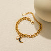 Minimalist Gold Color Plated Stainless Steel Rhinestone Water Drop Pendant Black Oil Drop Moon Pendant Bracelet Women - Image 6