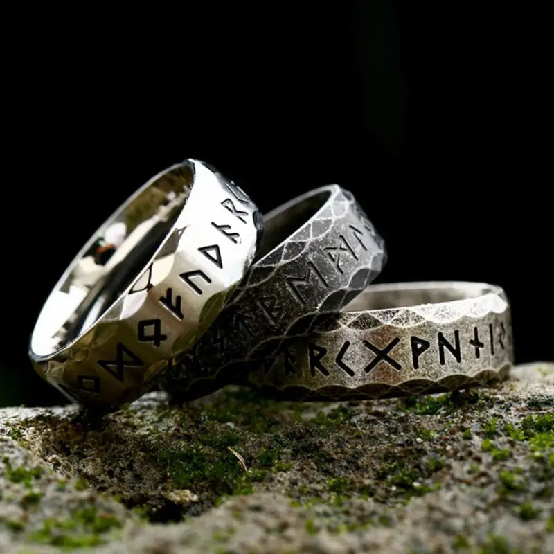 Nordic Retro Viking Rune Ring For Men Women Simple 316L Stainless Steel Odin Letter Viking Rings Couple Amulet Jewelry Gifts - Image 1