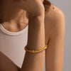 Simple Gold Plated Stainless Steel Cuff Bracelet Set Jewelry Accessories for Women - Image 5