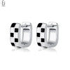 Silver Needle Black White Grid Hoop Earrings for Women Enamel Geometry Earrings Jewelry Gifts - Image 15