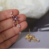 Purple Zircon Flower Stud Earrings for Women Elegant Crystal Leaf Tassel Dangle Earrings Jewelry Gifts - Image 4