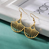 Stainless Steel Gold Color Hollow Fan-shaped Earrings for Women Girl Party Jewelry Gift For Friend - Image 1