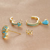3PCS Flower Pendant Stainless Steel Earrings Set for Women Blue Zircon Water Drop Hoop Earring Aesthetic Piercing Jewelry Gifts - Image 6