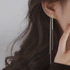 Summer Silver Tassel Earrings Women's Long Shiny Zircon Simple Earrings Wedding Party Jewelry Birthday Gift - Image 3