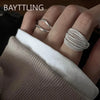 Silver Unique Lines Ring For Women Jewelry Finger Adjustable Open Vintage Ring For Party Birthday Gift - Image 2