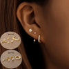3PCS Flowers Zircon Hoop Earrings Set for Women Gold Plated Earlobe Ear Stud Pendant Piercing Earring Statement Jewely - Image 1