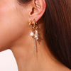 Design Asymmetric Diamonds Stainless Steel Earrings Woman Pearl Charm Gold Hoops Earrings Jewelry Party Accessories - Image 3