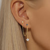 1PC Horse Eye Octagonal Star Moon Blue Zircon Tassel Chain Earring For Women Silver Classic Earring - Image 5