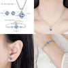 Silver Stud Earrings Crystal Clover Link Bracelets Necklace Jewelry Sets For Women - Image 9